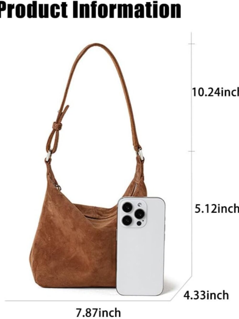 Premium Suede Leather Crossbody Purses for Women Small Shoulder Bag with Adjusta - Picture 6 of 6